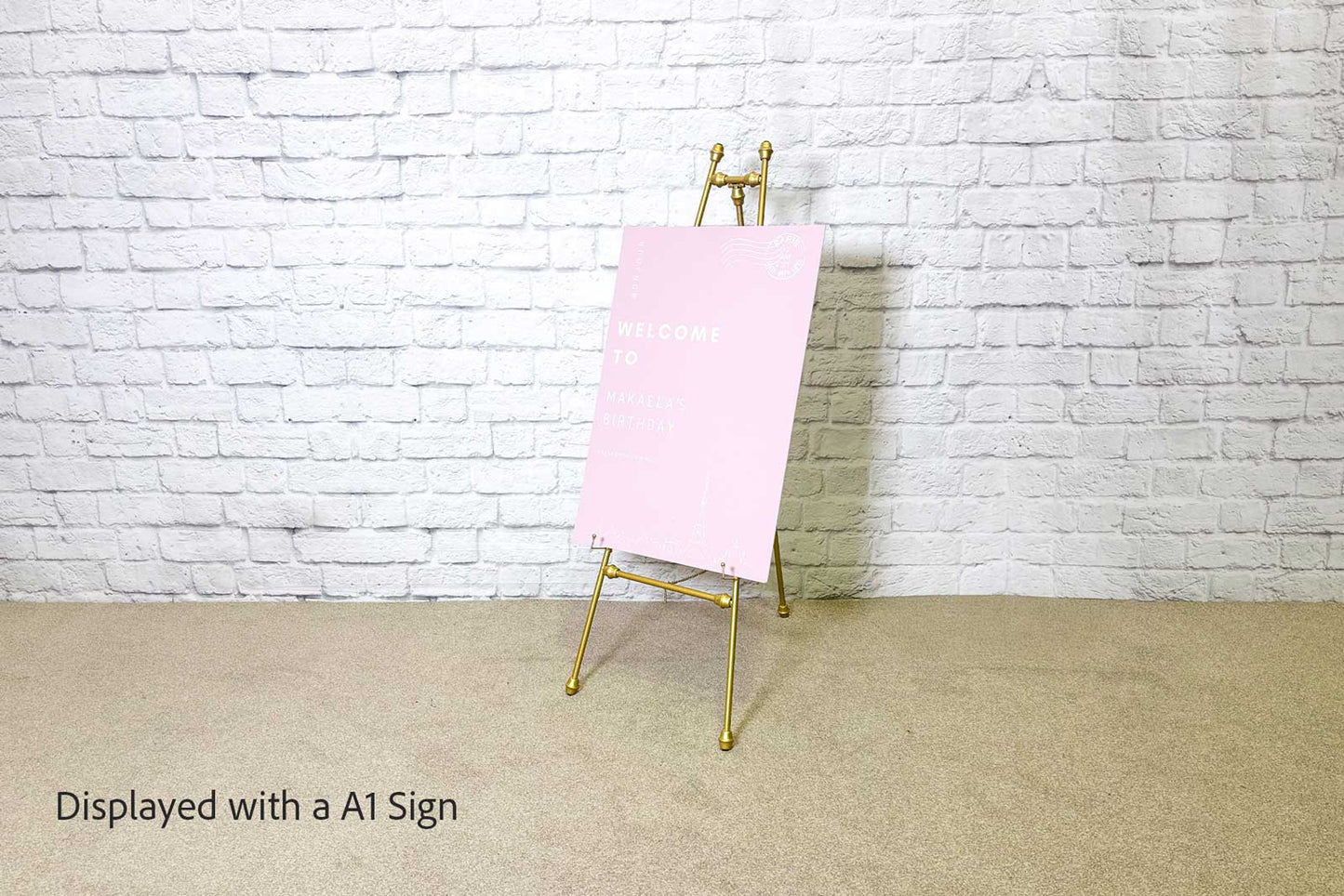 Elegant gold display easel for events