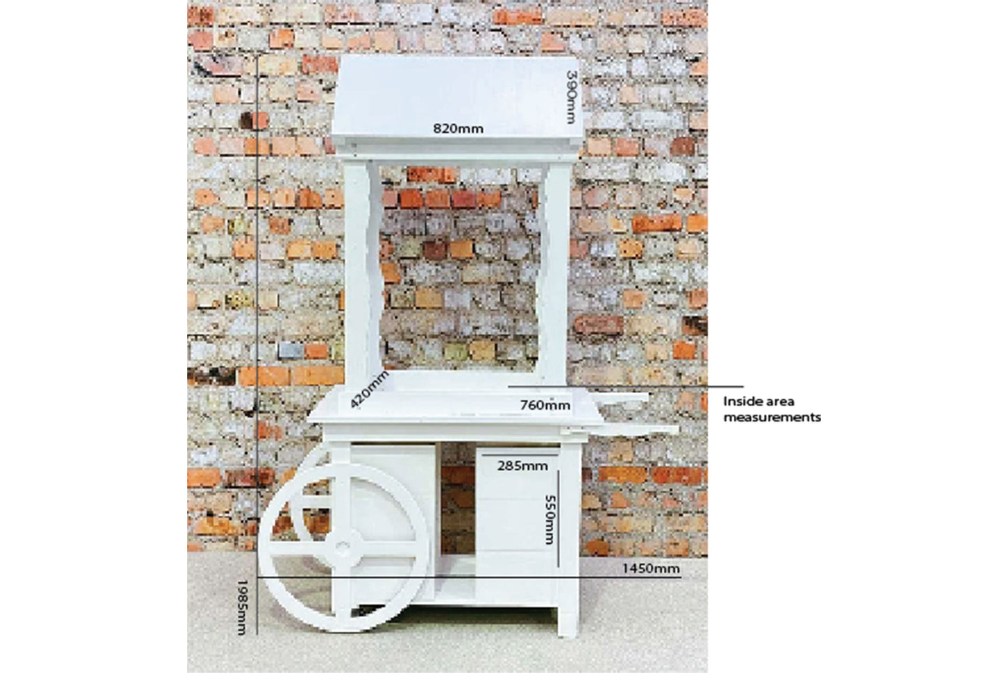 White display cart hire Auckland for events, weddings, baby showers and corporate functions