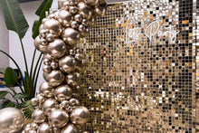 Load image into Gallery viewer, Corporate party decorations in Auckland with shimmer wall, balloons, and lets party signage