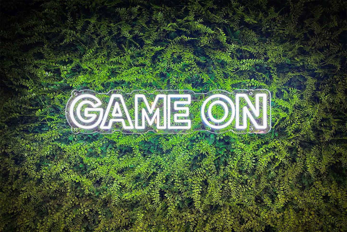 Game On LED neon sign for hire in Auckland, perfect for gaming parties, soccer events, sports-themed birthdays, esports tournaments, and event backdrops.