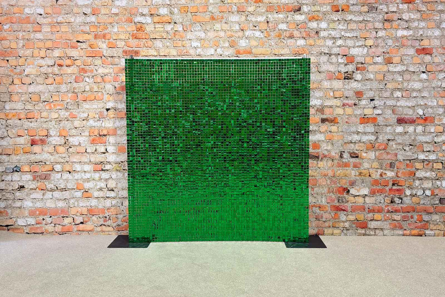 Green shimmer wall backdrop adding a glamorous touch to weddings, parties, and themed events