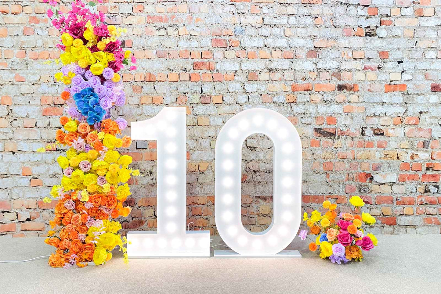 Illuminated #10 marquee lights for party celebrations