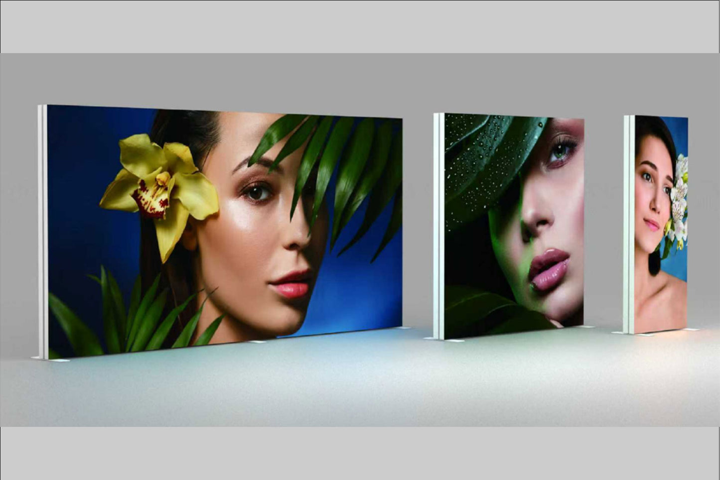 Lightbox media wall with custom printed branding and LED backlit display for corporate events and photo backdrop