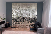 Load image into Gallery viewer, Plain white gold shimmer wall backdrop for Auckland events and celebrations
