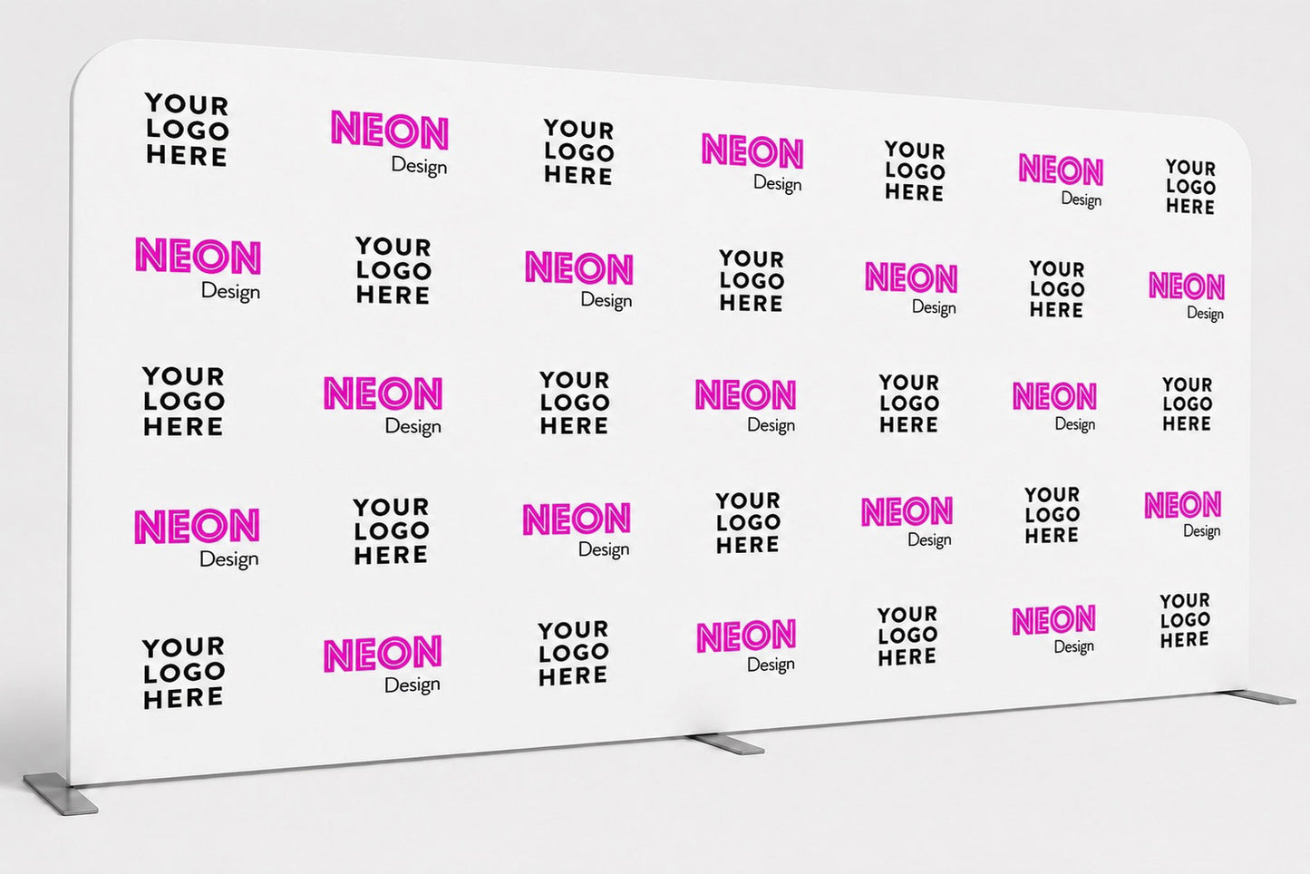 Step and repeat media wall backdrop with custom printed logos, ideal for corporate events, media launches, sponsor walls and red carpet photography in Auckland.