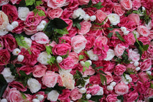 Load image into Gallery viewer, Dark pink, light pink and white flowers with green leaves