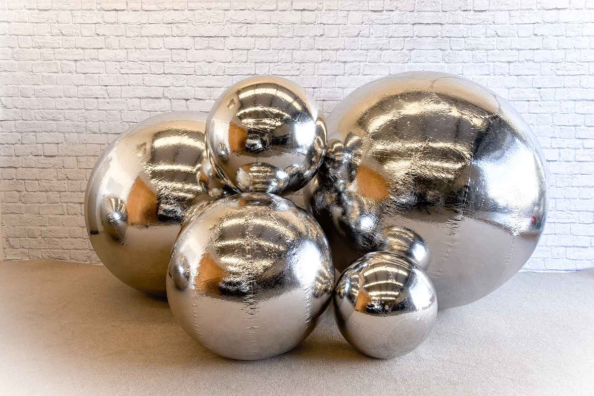 Silver Inflatable Balls – Mad Dog Backdrops