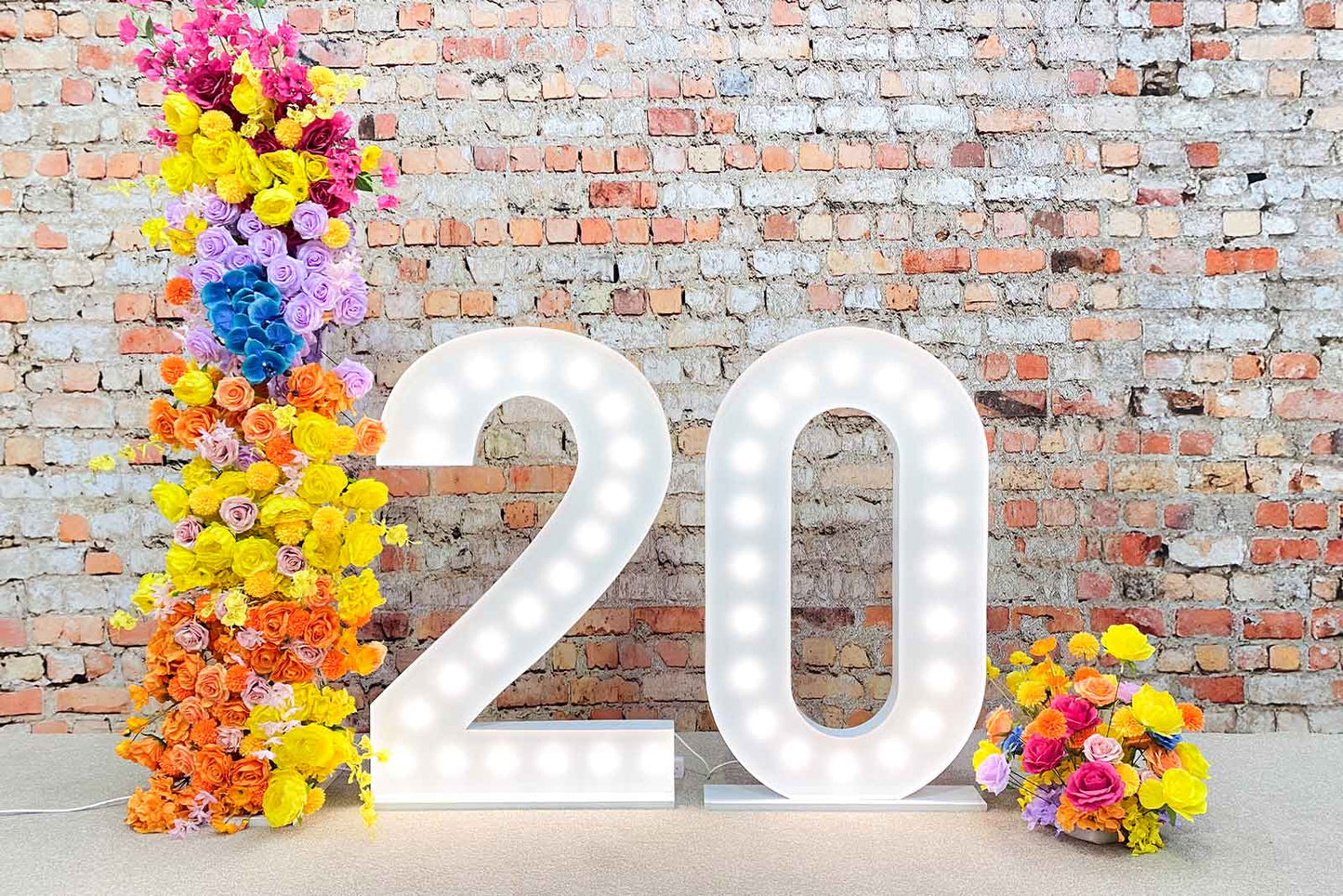 20 marquee lights decorated with balloon garland for parties