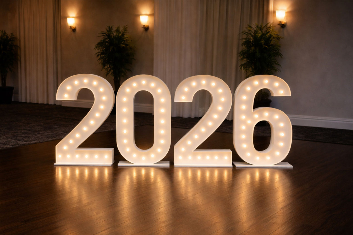 2026 marquee number lights for graduation or New Year event backdrop setup