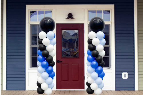 Freestanding balloon column for Auckland birthdays and events, styled by MBP-certified Mad Dog Backdrops.