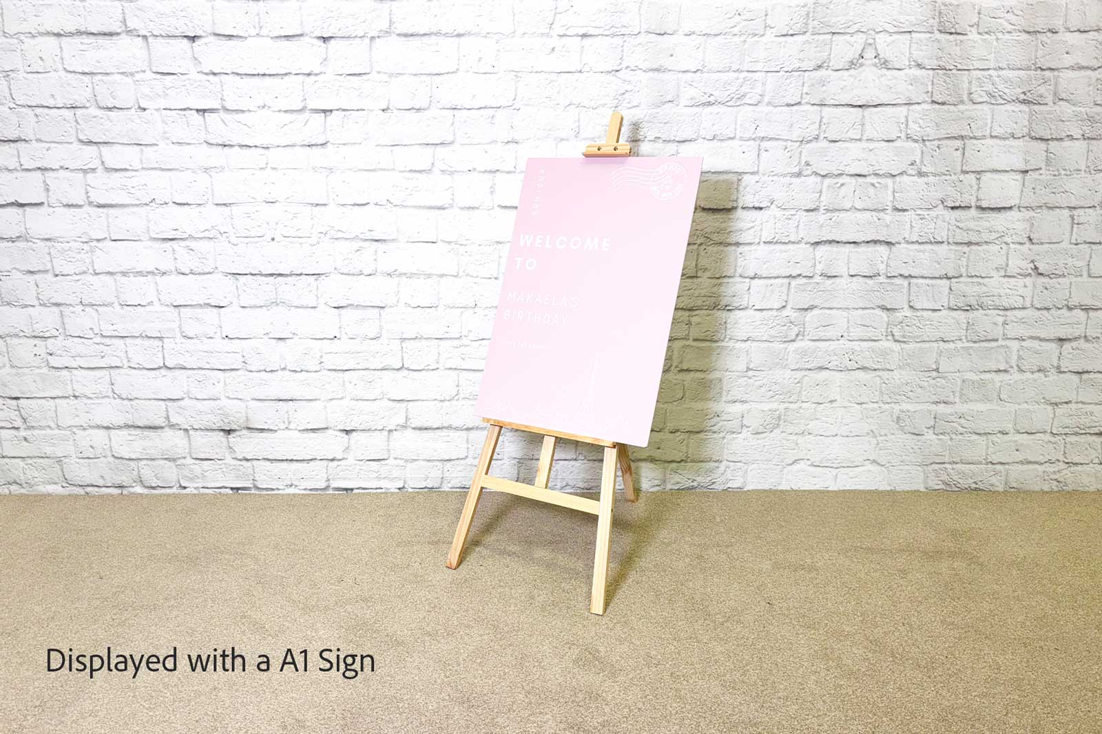 Easel with a A1 sign for hire