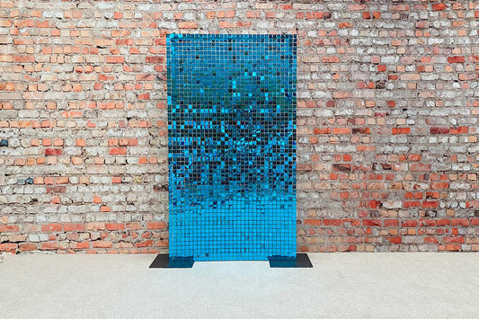 Arctic blue shimmer wall backdrop for corporate events, launches, baby shower, ball, graduation and branded photo moments