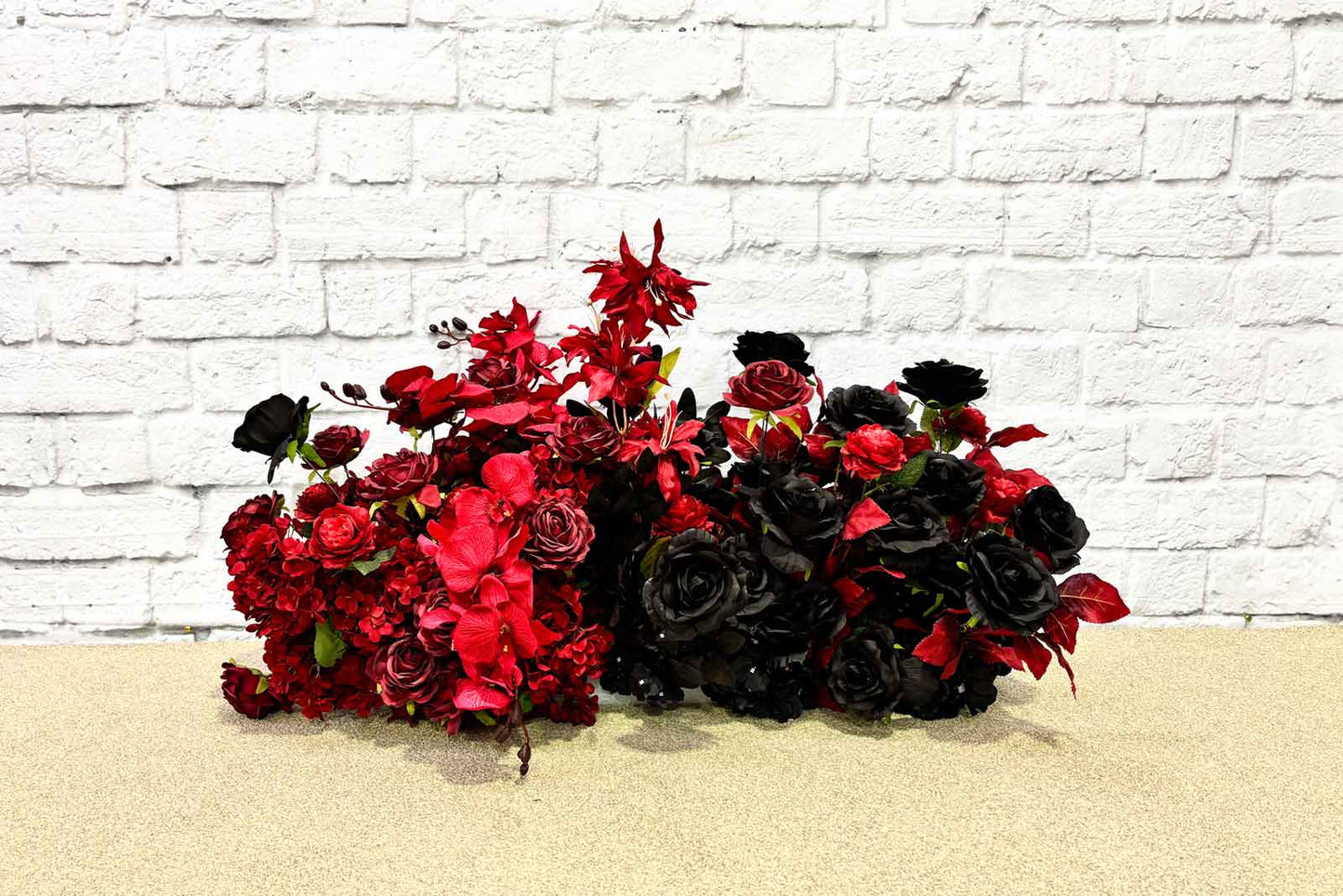 Artificial flower arrangements for corporate branding and activation events