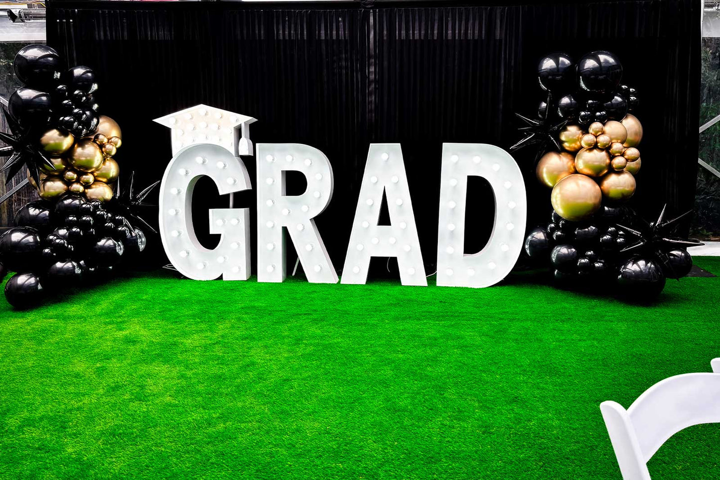 Elegant graduation event decorations and backdrop for photos in Auckland