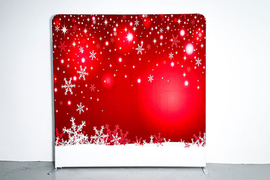 Festive Christmas fabric backdrop featuring elegant holiday styling, perfect for Christmas parties, Santa photos, corporate events, and seasonal event decor.