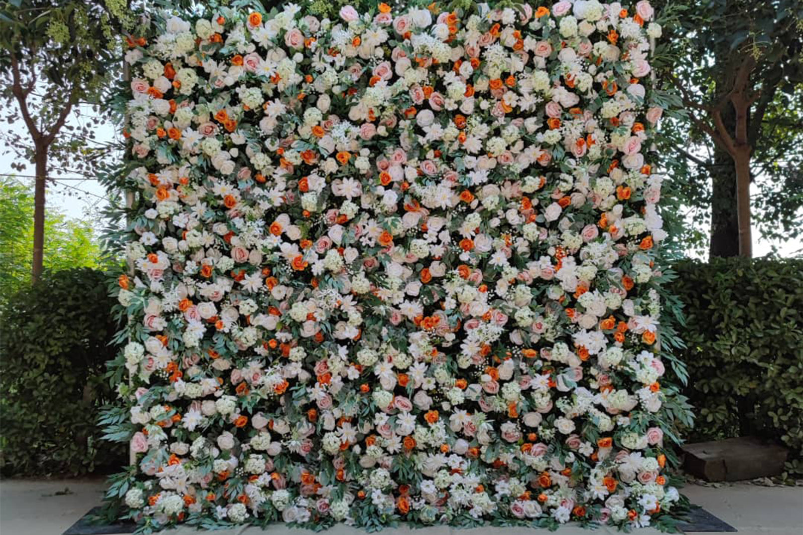 Colorful flower wall backdrop for parties, gatherings, and photo booths