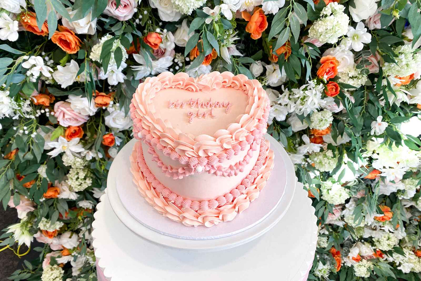 Colourful floral wall for kids’ birthday photo booth and party décor