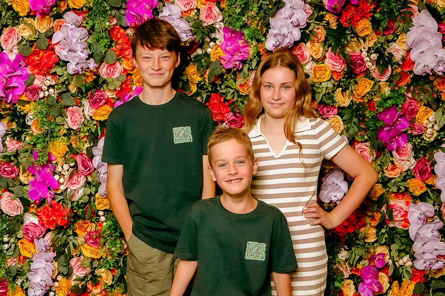 Decorative flower wall backdrop for networking and client events