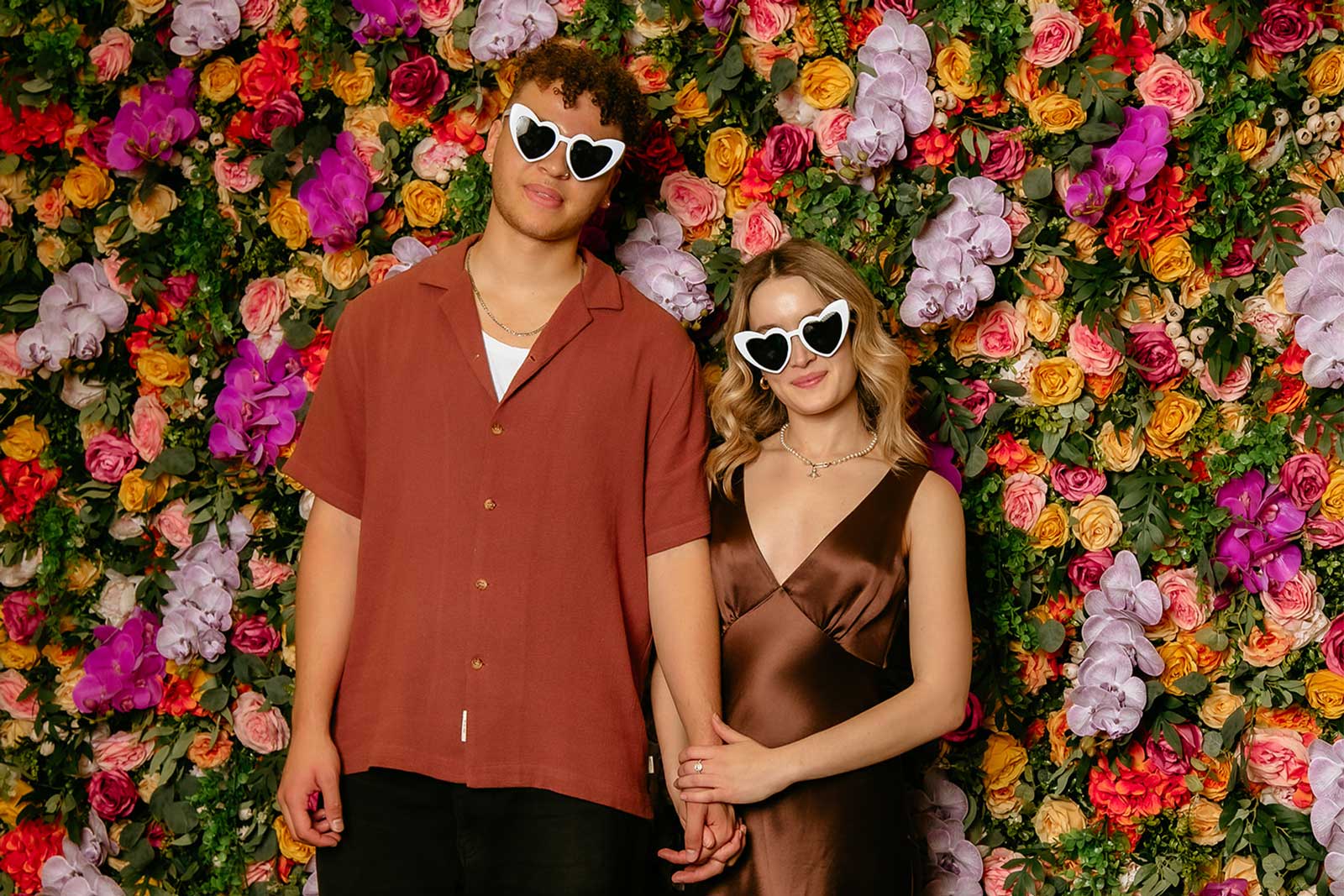 Stylish flower wall backdrop for corporate parties and team events