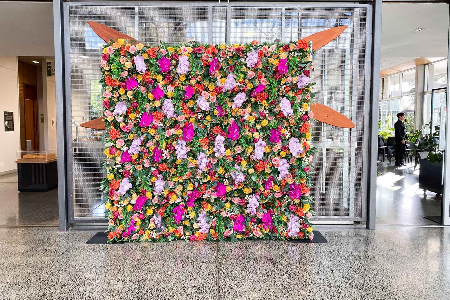 Floral backdrop wall for corporate workshops and seminars