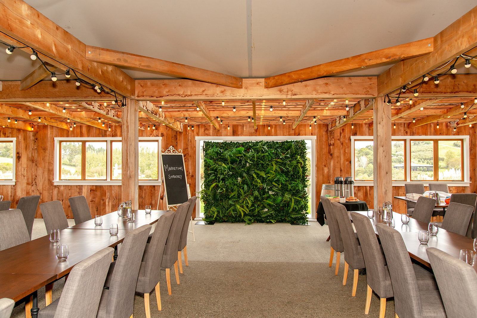 Corporate tropical wall backdrop for business events and activations