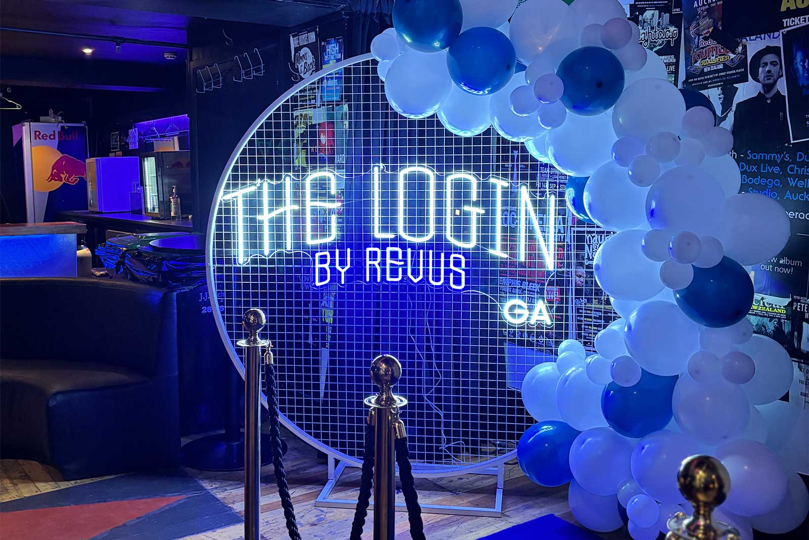 Corporate white mesh circle backdrop for business events