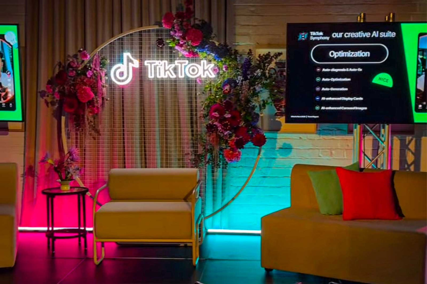 Corporate white mesh circle backdrop for professional events