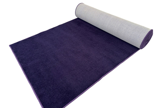 Deep purple event carpet runner for hire in Auckland, ideal for corporate entrances and VIP arrivals