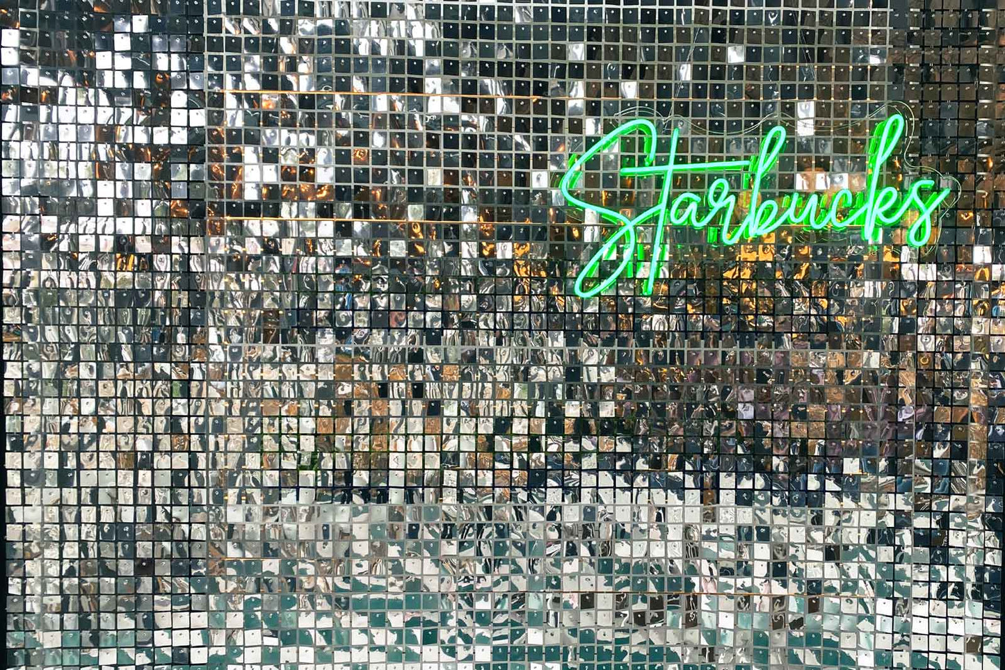 Elegant silver shimmer wall installation for business function