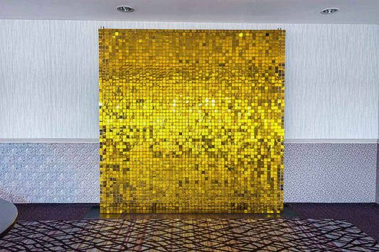 Gold shimmer wall backdrop creating a glamorous backdrop for 21st , ball, weddings, parties and corporate events, Oscar's in Auckland