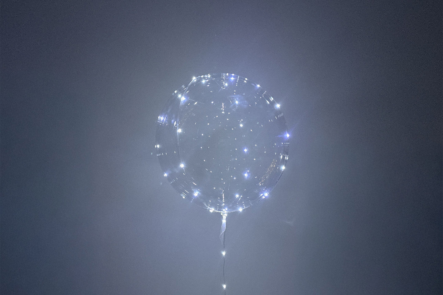 Helium filled clear balloon with LED lights for events and parties in Auckland