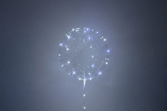 Helium filled clear balloon with LED lights for events and parties in Auckland