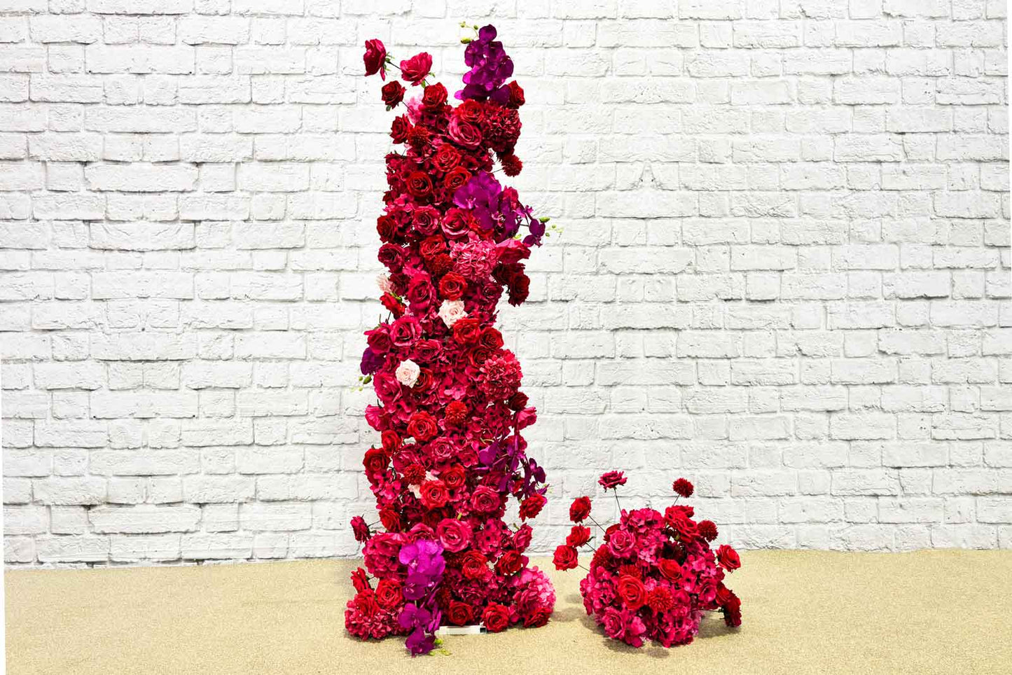 Hire artificial flowers for vibrant photo backdrops and celebration styling