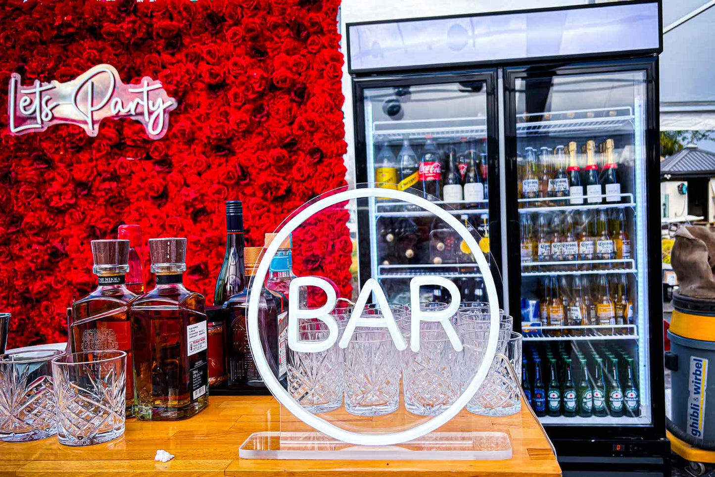 Illuminated Bar neon sign for hire to add fun and style to parties or events