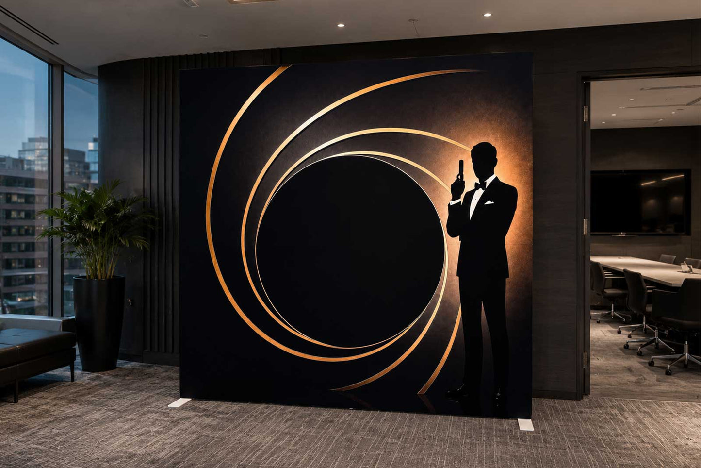 James Bond 007 light up backdrop for stylish corporate events and themed parties in Auckland