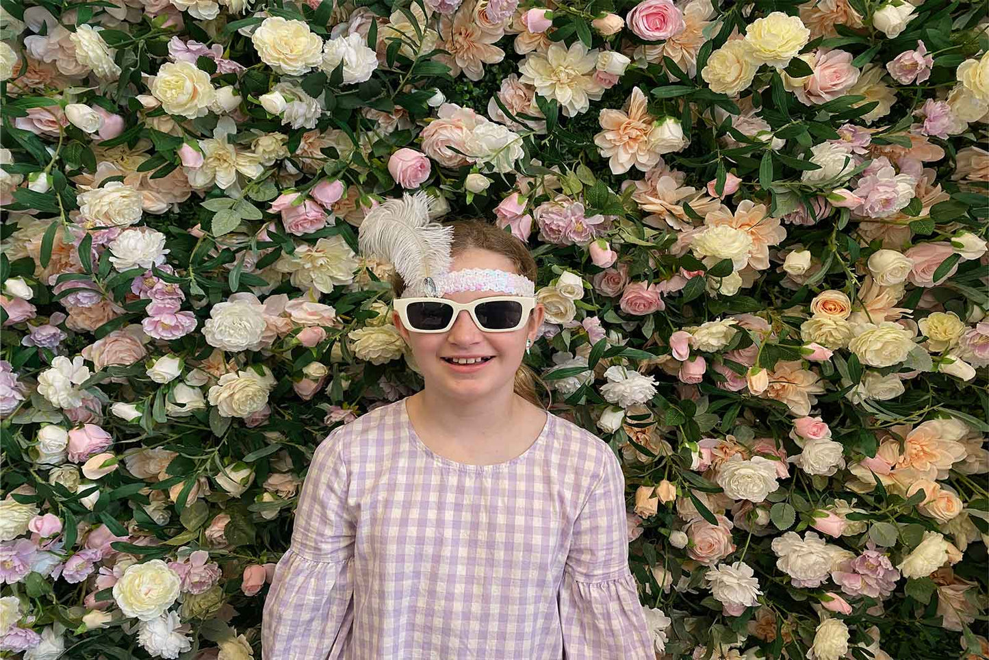 Flower wall backdrop for kids’ birthday party celebration