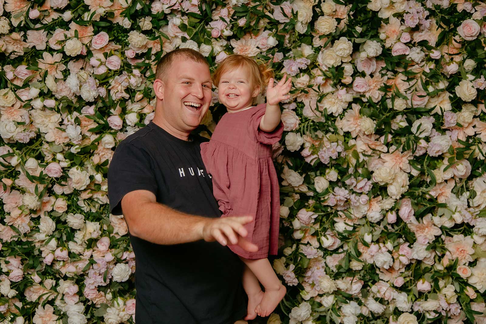 Colorful floral wall for kids’ party decorations and photo booth