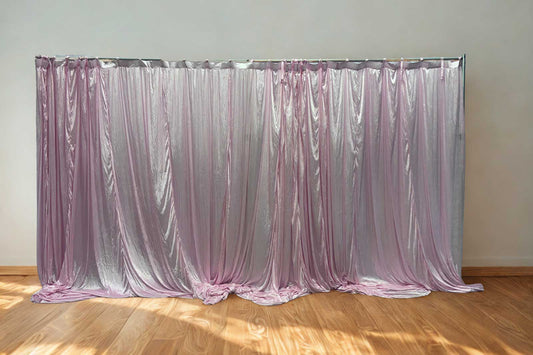 Light pink backdrop curtain hire for weddings, baby showers, and elegant event décor