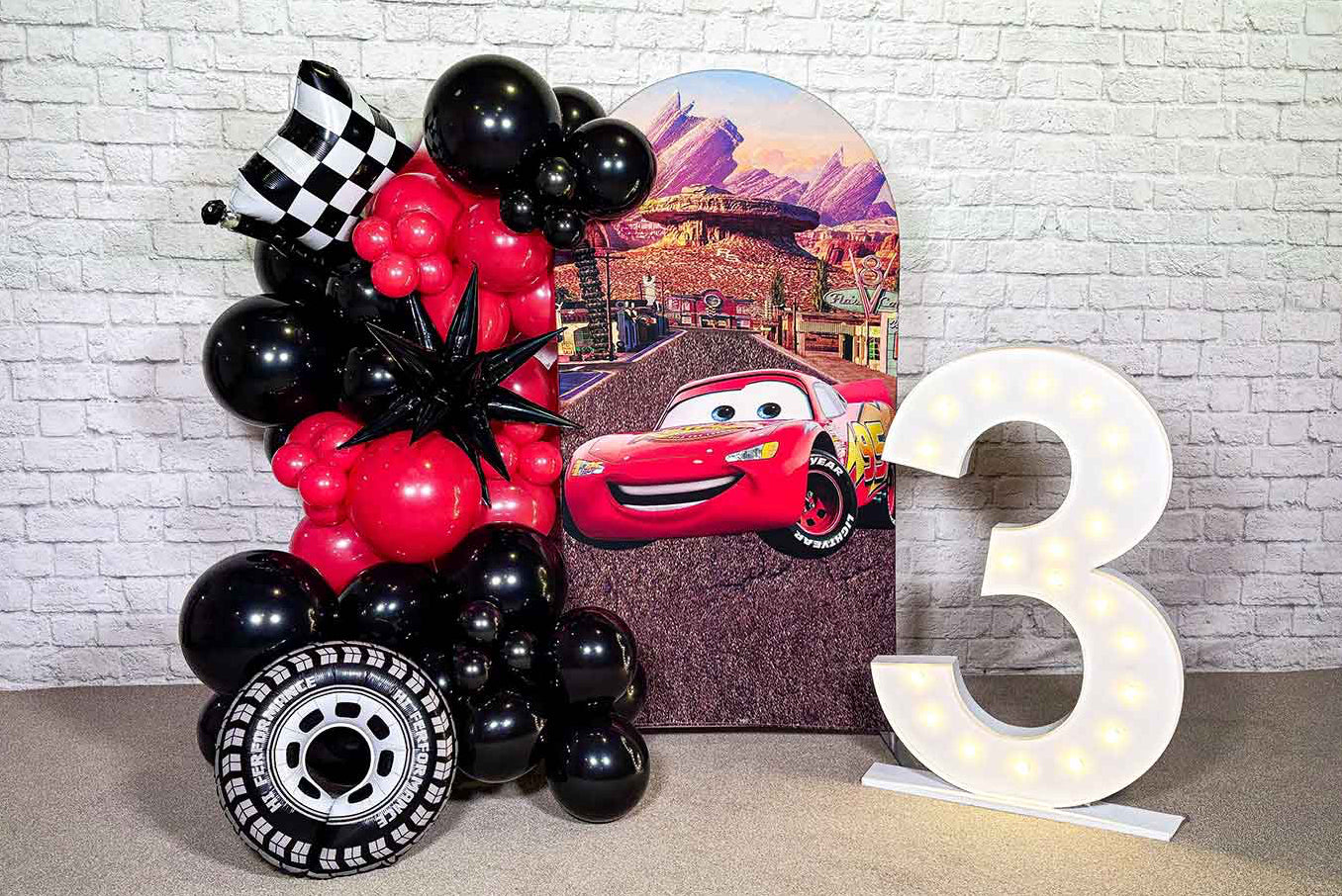Race car Lightning McQueen party backdrop for event photos