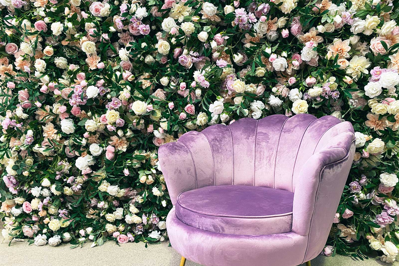 Luxury floral wall backdrop for corporate function and professional photography