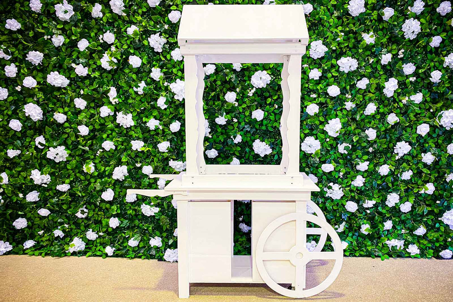 Luxury green and white flower wall backdrop for office events and award nights