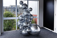 Load image into Gallery viewer, Metallic silver foil ball tower display for professional event décor
