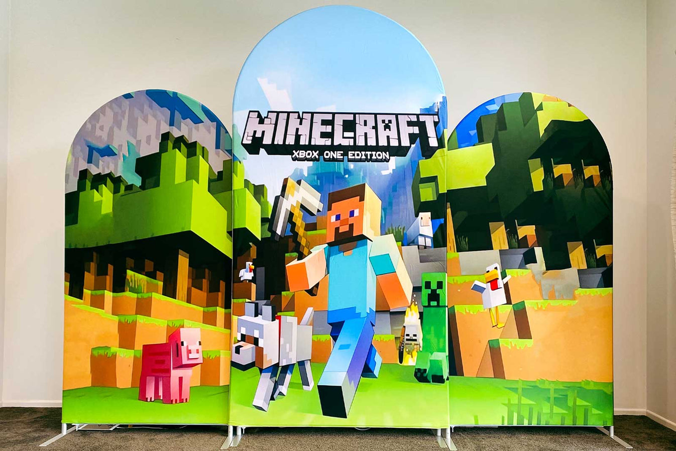 Minecraft Backdrop Hire Auckland | Kids Party Themed Backdrop Rental NZ ...