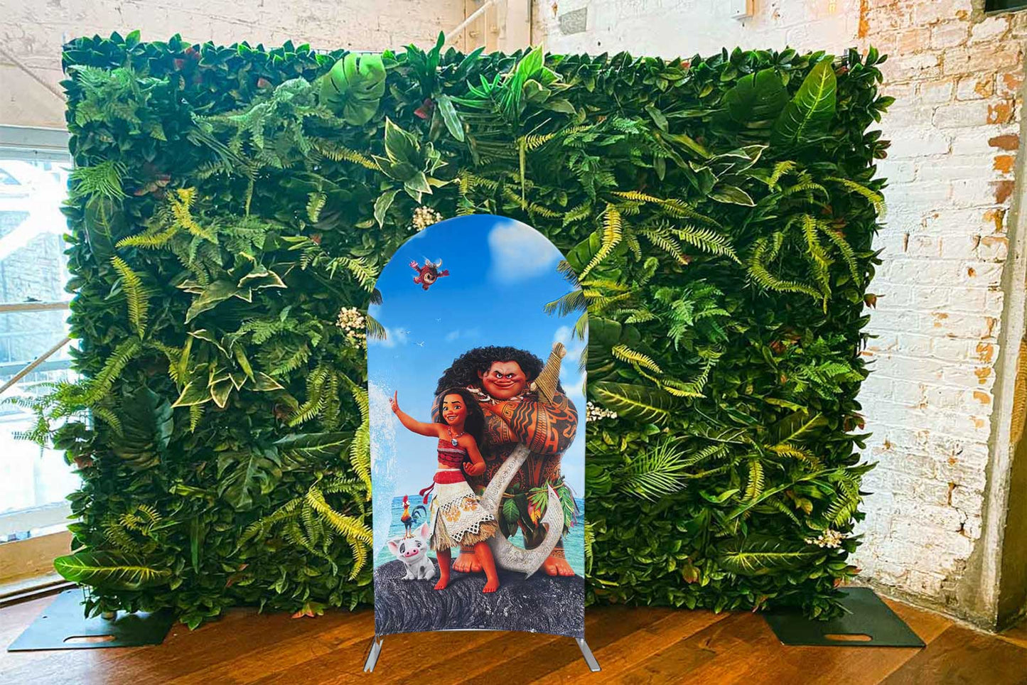 Moana party backdrop for tropical-themed kids' celebration