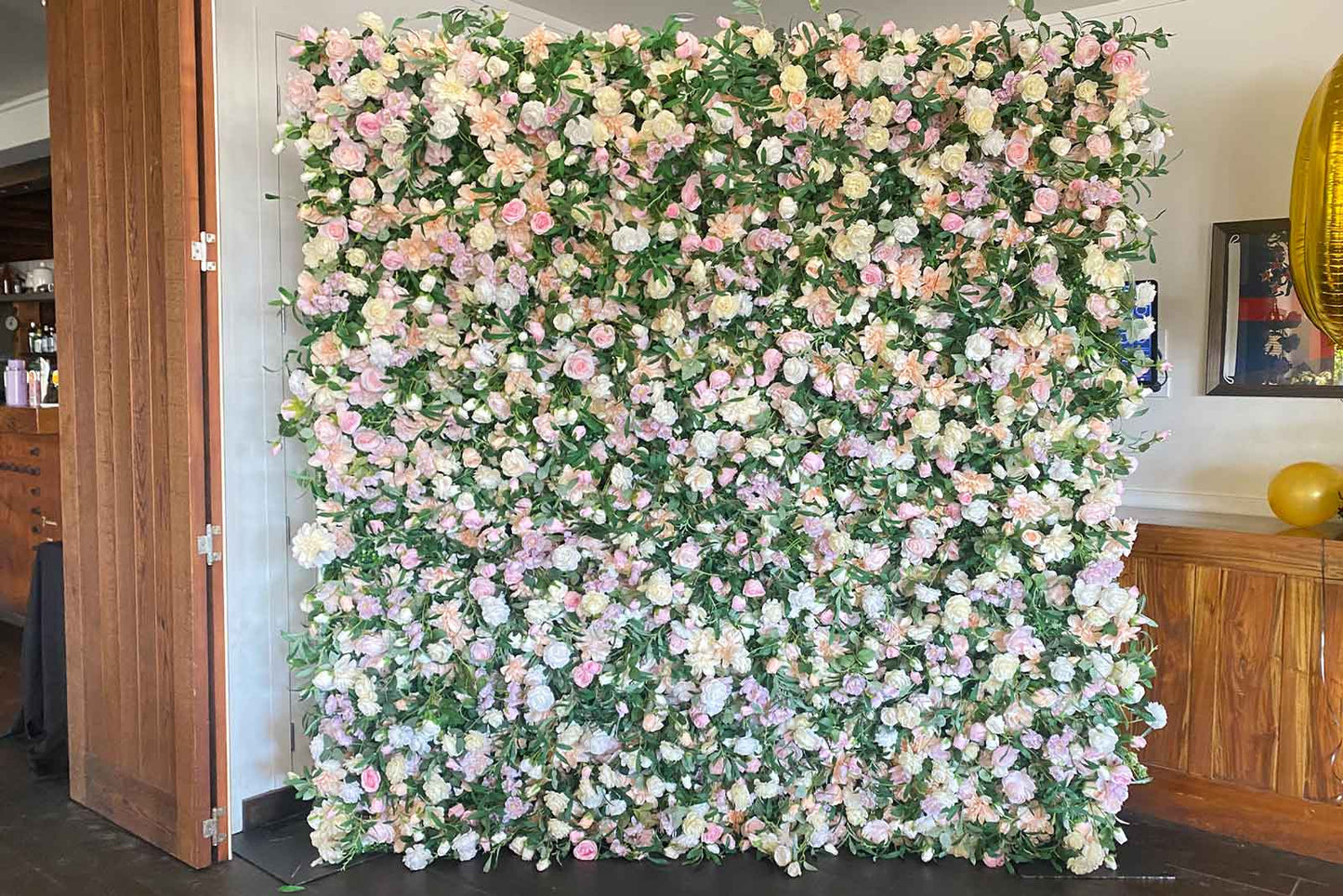 Modern flower wall backdrop for corporate gala and networking events