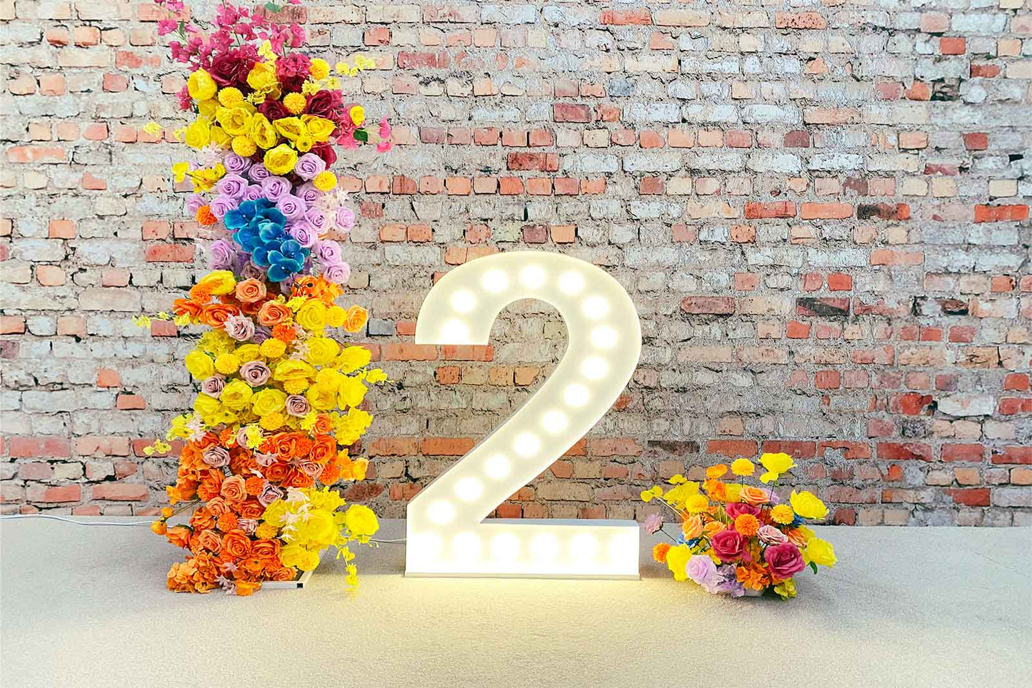 Number 2 marquee lights for birthday or event décor
