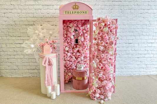Pink phone booth for event photo opportunities
