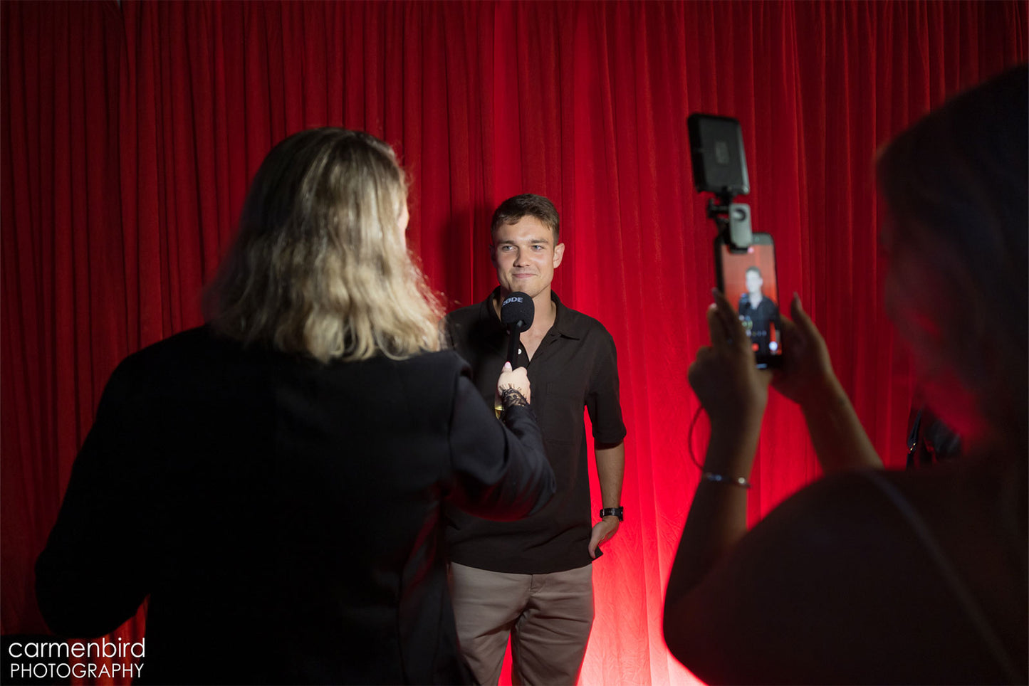 Rich red event curtain, perfect for stage backdrops or elegant event decor