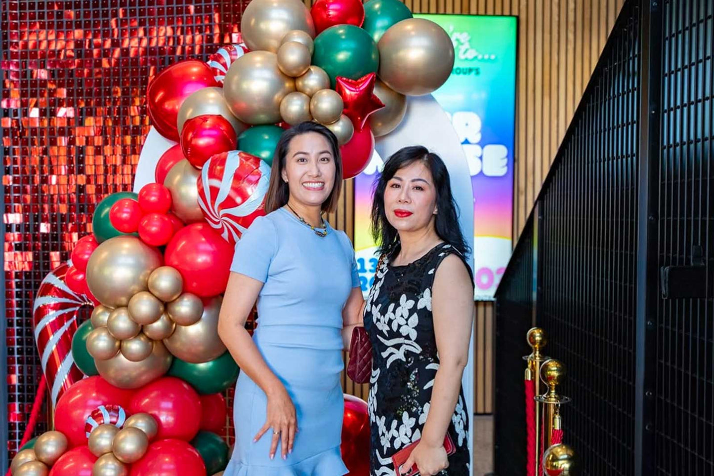 Red shimmer wall backdrop for weddings, galas, and evening events