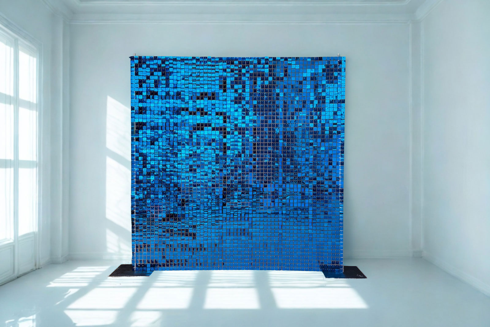 Royal blue shimmer wall backdrop for corporate events, branding, and professional photo areas